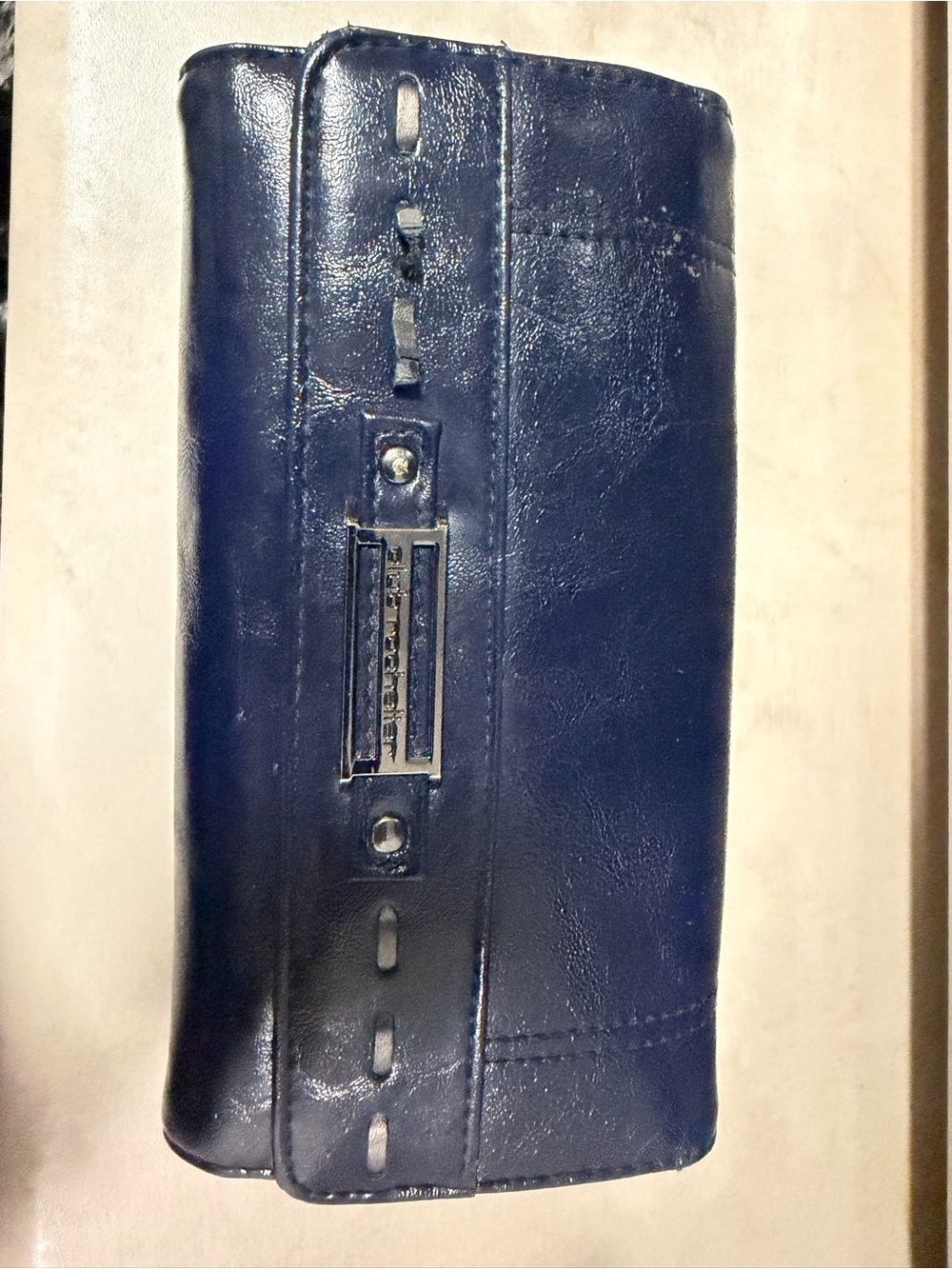 Classic Navy Leather Women's Clutch Wallet